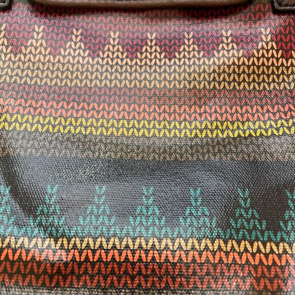 Fossil Key-Per Vinyl Coated Shoulder Tote Bag Approx 16.5" x 10.5" Multicolored - Picture 3 of 16
